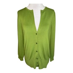 Evie Grass Green Cardigan Sweater Women's Medium Button‎ Front Rayon Blend NWT